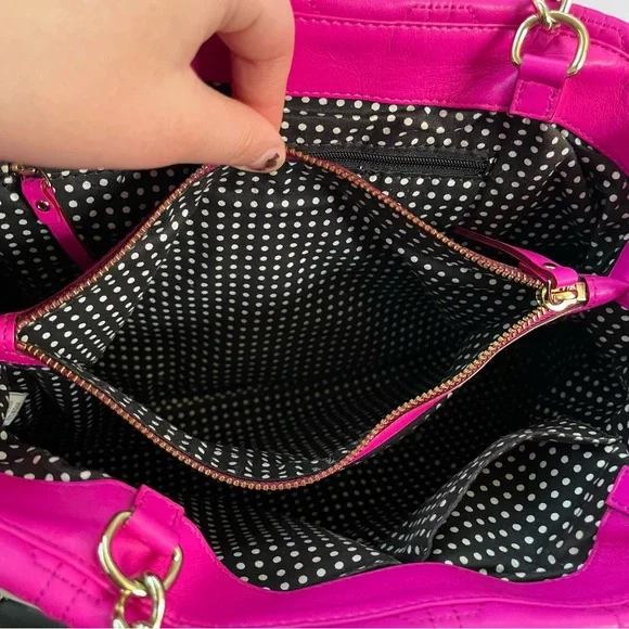 KATE SPADE Hot Pink Maryanne Quilted Leather Turnlock Chain Tote Shoulder Bag - Picture 10 of 11